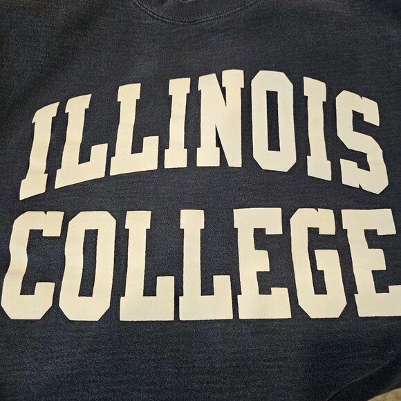 VTG Illinois College Navy Blue Crewneck Sweatshirt Pullover Sz M Medium Made USA - Picture 1 of 5
